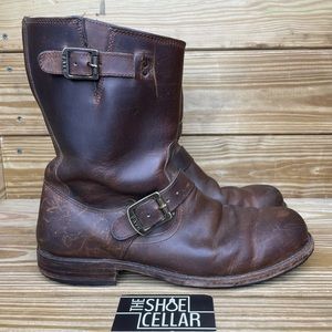 Frye Mens 10 Boots Rogan Engineer Leather Two Buckle Strap Mid Calf Boots